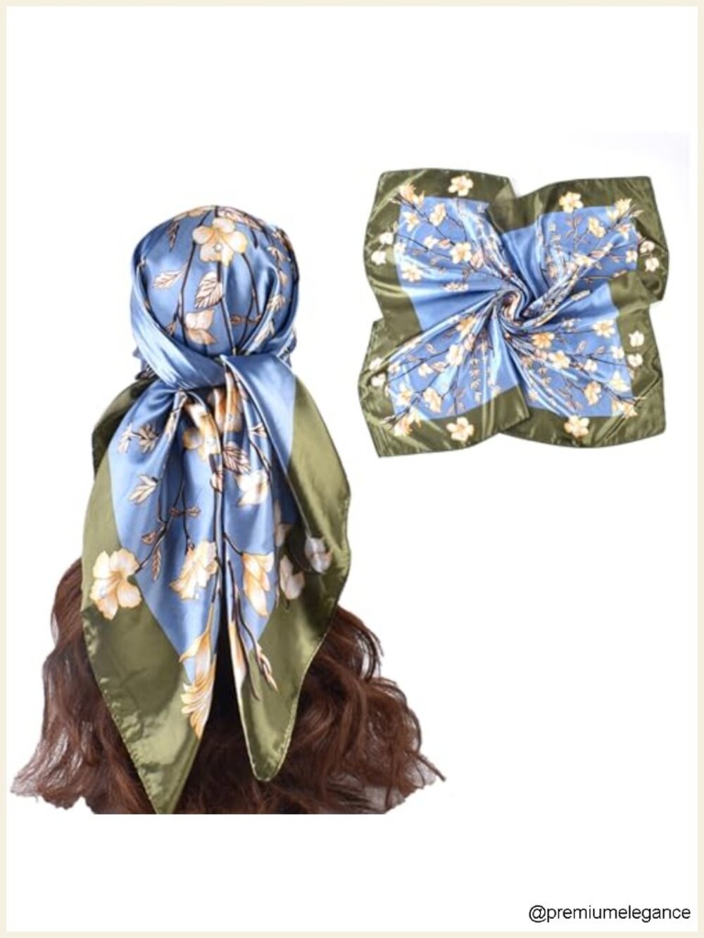 35" Silk Satin Head Scarf, Square Hair Scarf, Fashion Scarf for Women